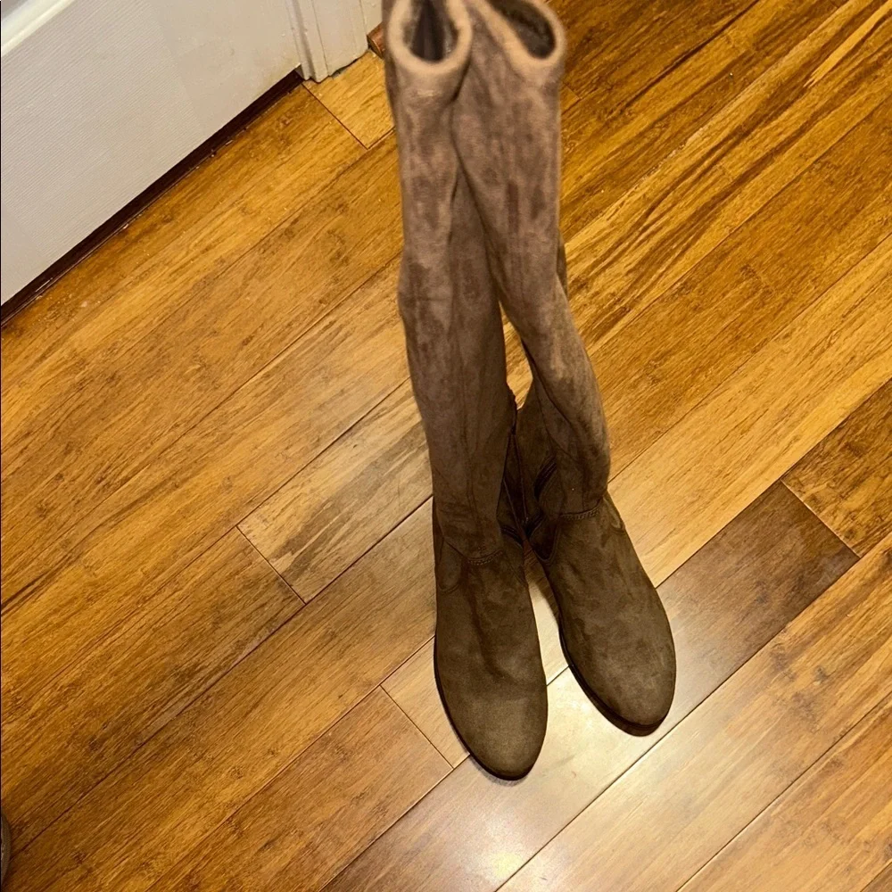 ALDO Taupe Faux Suede Over the Knee Boots Women’s Size 8